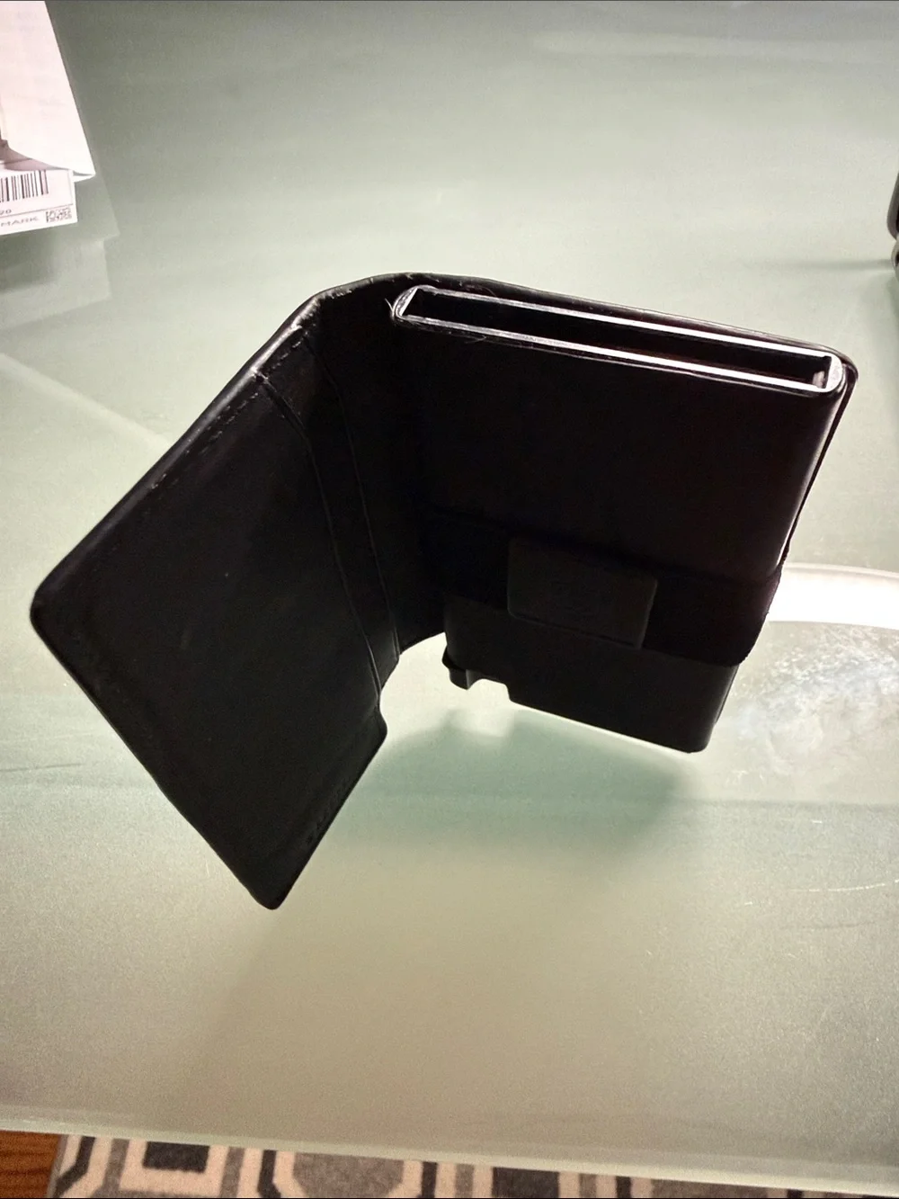 Elkster Black Wallet Phone Case with Elastic Strap and Card Slots